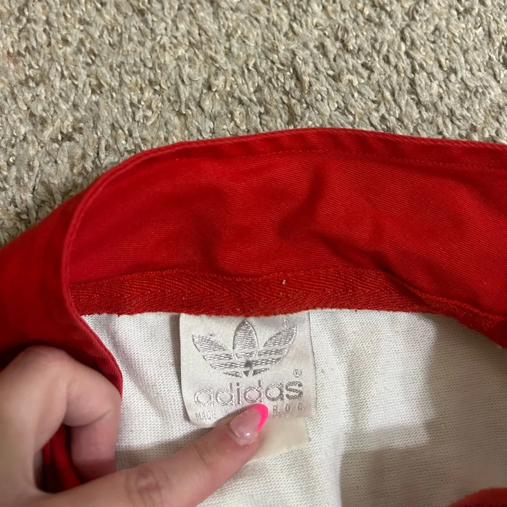 80s ADIDAS Rugby Shirt Vtg. Spellout Long Sleeve Polo Jersey Red White Retro Men